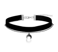 Ouligay Collana nera gotica girocollo da donna, con doppia catena di luna, colore nero, per donna, gotico, choker, per Halloween, grunge collare, regalo di Natale