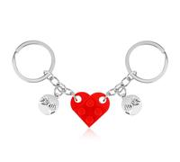 Ouligay Coppia di portachiavi coordinati a forma di cuore per fidanzato fidanzata regali per lui lei migliore amica compleanno regalo San Valentine's Day Natale compleanno regalo amicizia
