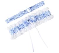 Ouligay Giarrettiera blu per matrimonio, giarrettiera da sposa, in pizzo, blu, per la sposa, per la sposa, accessorio da sposa, per feste, fidanzamenti, sposi