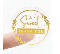 Ouligay Grazie, adesivo da 4 cm, rotondo, per matrimonio, Natale, ringraziamento, autoadesivo, per sacchetti di carta, confezioni regalo