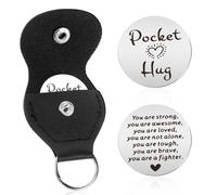 Ouligay Pocket Hug - Portachiavi portafortuna in acciaio inox double face, ispiratore, ideale come regalo per la migliore amica, per uomini e donne, argento, S
