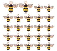 Ouligay Set di 24 ciondoli a forma di api per bracciali, ciondoli a forma di api, in lega smaltata, per fai da te, per la creazione di gioielli