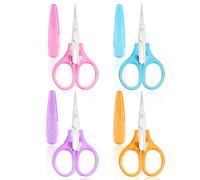 Ouligay Set di 4 forbici da cucito piccole in acciaio inox con coperchio, forbici portatili per tagliare la carta, cucito, artigianato, trapuntatura