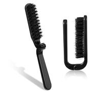 Ouligay Spazzola per capelli pieghevole da viaggio, 1 pezzo, pieghevole, portatile, con setole di cinghiale naturale e setole di nylon, piccola spazzola per capelli spessi e sottili ricci, pettine per