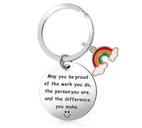 Ouligay Thank You Gift Appreciation Jewelry Make A Difference Portachiavi in acciaio inossidabile Regalo per volontariato, allenatore, mentore, impiegato, insegnante, infermiera, assistente sociale