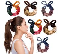 Ouliget 6 anelli per capelli intrecciati con fiocco, elastici in gomma da donna - Corda elastica per capelli spessa e resistente per capelli lunghi