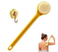 Ouliget Spazzola da bagno con manico lungo, setole più morbide per il corpo e la schiena con ganci a fiore, esfoliante per il corpo per spazzolare a umido o a secco, 35,6 cm