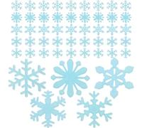 OULII - 50 adesivi da parete a forma di fiocco di neve, fluorescenti, per decorazioni natalizie (blu)