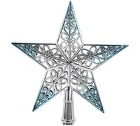 OULII Punta per albero di Natale, stella per albero di Natale (blu argentato)