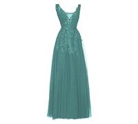 OULIWANGLUO Abito da donna in tulle, in tinta unita, lungo, sottile, elegante, da cocktail, da sposa, da festa, Verde chiaro1, XXL