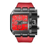 OULM 3364 Marca Originale Rettangolo Design Unico Uomo Orologio Da Polso Quadrante Ampio Cinturino In Pelle Orologio Al Quarzo + in Stock, Rosso, Orologio al quarzo