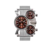 Oulm Orologio da polso al quarzo da uomo, con display a tre ore Earthen