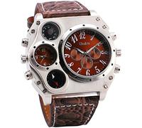OULM - Orologio da uomo al quarzo, cinturino in pelle di pitone, con bussola e termometro, colore: Marrone