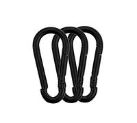 OULVLIFE Moschettone 100mm Moschettone in Acciaio Clip di Collegamento Fibbia Heavy Duty per Esterno Campeggio Escursionismo Amaca Altalena Nero 3 Pezzi