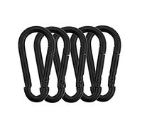 OULVLIFE Moschettone 50mm Moschettone Clip in acciaio Fibbia con collegamento Heavy Duty per esterno Campeggio Escursionismo Amaca Altalena Nero 5 pezzi