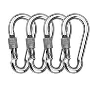 OULVLIFE moschettone con bloccaggio, moschettone per impieghi gravosi, moschettone in acciaio al carbonio zincato da 80 mm con chiusura a vite