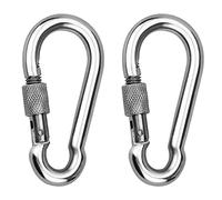 OULVLIFE moschettone con bloccaggio, moschettone per impieghi gravosi, moschettone in acciaio al carbonio zincato da 100 mm con chiusura a vite