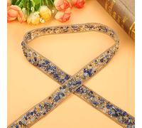 Oumefar 1 m 2 cm di Larghezza Cristalli di con Perline di Cristalli di Pietra Schiacciata Ferro sulla Toppa per Scarpe Borsa da Sposa(Perlina Blu + Oro)