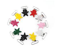 Oumefar 10 pezzi Clip per ciuccio a stella a cinque punte Clip per bretelle in metallo Clip per porta ciuccio in plastica per ciuccio e giocattoli per ragazze