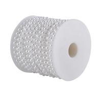 Oumefar 25 M/Rotolo Doppia Linea di Cotone Imitazione Mezza Rotonda Perle Perline Catena Ghirlanda per Matrimonio(Bianca)