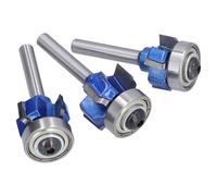 Oumefar 3 Pezzi Angolo Punta Tonda Lavorazione del Legno Fresa Taglio Bordo Coltello 4 Flauto 6 Mm Gambo R1 R2 R3 per Fresatrice Elettrica per Legno Router Verticale