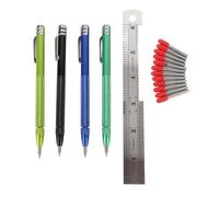 Oumefar 4 Penne Magnetiche per Tracciatura con Righello e 12 Punte di Ricambio per Penna, Tracciatrice in Carburo di Tungsteno per Piastrelle in Ceramica, Vetro, Marmo e Pietra
