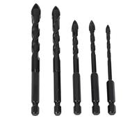 Oumefar 5 Pezzi di Trapano in Muratura Set, Pezzi di Perforazione di Piastrelle in Cemento Carburo Cementato Professionale per le (Tipo 1 (5mm 6mm 8mm 10mm 12mm))
