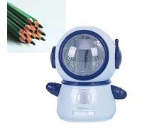 Oumefar Affiliante a Matita per Astronavi, Cartone Animato Elettrico Affilo a Matita Portatile Flessibile Grazioso per Ufficio Scolastico per la Casa, Materiale in Acciaio Inossidabile in (Azzurro)