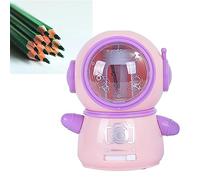 Oumefar Affiliante a Matita per Astronavi, Cartone Animato Elettrico Affilo a Matita Portatile Flessibile Grazioso per Ufficio Scolastico per la Casa, Materiale in Acciaio Inossidabile in (Rosa)