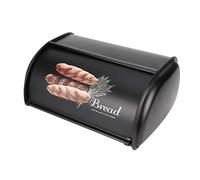 Oumefar Contenitore per Il Pane Contenitore per Il Pane in Acciaio Inossidabile Contenitore per la conservazione del Pane di Grande capacità Scatola per Dolci con Coperchio Superiore Rotante (Nero)