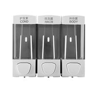 Oumefar Dispenser di Sapone e Doccia a 3 camere Set Dispenser di Sapone per Shampoo Manuale per lozione liquida a Parete Accessori per Il Bagno Bianco 1050ml