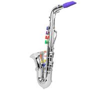 Oumefar Giocattolo per Sassofono per Bambini, Mini Strumento Musicale per Sassofono con 8 Tasti Codificati a Colori Suono Reale per Bambini Orchestra Playtime (Argento)