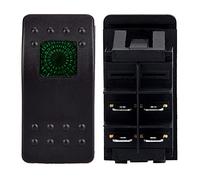 Oumefar Interruttore Basculante 12V 4 Pin, Materiale Ignifugo (Verde) | Con indicatore LED, tensione stabile, universale per barche, autobus, automobili