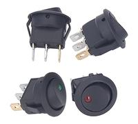 Oumefar Interruttore LED Rotondo, Interruttore di Alimentazione Dalle Prestazioni Stabili per Automobile, Alloggiamento in ABS, 4 Pezzi, 12V, 3 Pin, 2 Posizioni, Levetta