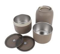 Oumefar Lunch Box Rotondo Isolato, Contenitore Termico per Alimenti in Acciaio Inossidabile 304 Lunch Box Portatile a Tenuta Stagna per Campeggio da Viaggio in Ufficio (Caffè)