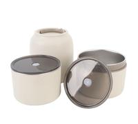 Oumefar Lunch Box Rotondo Isolato, Contenitore Termico per Alimenti in Acciaio Inossidabile 304 Lunch Box Portatile a Tenuta Stagna per Campeggio da Viaggio in Ufficio (Beige)