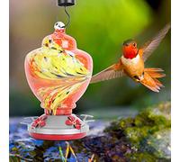 Oumefar Mangiatoia per Uccelli con Design in Vetro Colorato (G) | Vetro resistente, facile da pulire, attira i colibrì, adatto ai giardini, previene le perdite