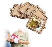 Oumefar 5 Pezzi Mini Cornice per Foto Rettangolo in Legno Impostazione Rilievo Base Vuota Piccola Cornice per Foto in Legno Portachiavi Vassoi