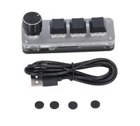 Oumefar Mini Tastiera Meccanica, Memoria Integrata, 3 Tasti, 1 Pulsante, Materiale Acrilico, Interruttore Rosso Antipolvere, Design Ergonomico, Tastiera Cablata USB C per Controllo