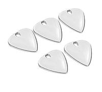 Oumefar Plettro in Metallo per Chitarra, 5 Pezzi, Plettro a Goccia da 3 Cm, Accessorio per Strumenti Musicali per Chitarra Elettrica e Basso con Catena (Argento)