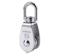 Oumefar Puleggia Girevole a Ruota Singola in Acciaio Inossidabile 304, Ruota Traino in Filo Sospeso per Carichi Pesanti per Fune di Sollevamento M15