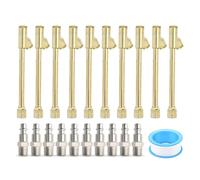 Oumefar Set 10 Mandrini Pneumatici a Doppia Testa, a 2 Vie, con Spina, Testa Esagonale in Lega di Zinco, Corpo in Ferro, Placcatura in Ottone per Camion, Cicli, Motociclette, Auto, 1/4