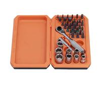 Oumefar Set di Chiavi a Bussola a Cricchetto 42 in 1 Kit di Punte per Driver S2 con Impugnatura a Cricchetto da 72 Denti Bussole in Acciaio CrV per Mobili Meccanici Bici Auto Moto