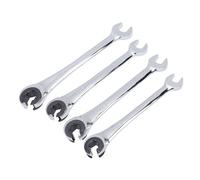 Oumefar Set di Chiavi a Cricchetto 4 Pezzi 10-17mm Testa Flessibile Aperta Regolabile per Dadi Linee Freno Carburante Aria Condizionata, Acciaio Cr V