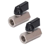 Oumefar Valvola a Sfera in Ottone 2 Pezzi, Filettatura G1/4, Valvola per Tubo Filettata Femmina Doppia Sabbiata Elettrolitica con Maniglia per Sistemi di Acqua e Gas