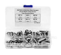 Oumefar Vite a esagono incassato 60 pezzi M6 304 in acciaio inox a testa bombata Viti a esagono incassato Kit assortimento di elementi di fissaggio con scatola di immagazzinaggio