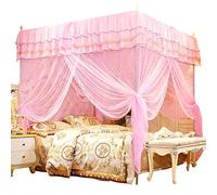 Oumefar Zanzariera a Tre Aperture, Capottina in Poliestere Rosa | Materiale resistente, rete traspirante, facile da pulire, perfetto per la camera da letto
