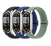 Oumida 3 Pezzi Cinturino Elastico per Xiaomi Smart Band 8/9/10, Braccialetti da Donna e Uomo, Robusto Capo in Metallo, Cinturino in Nylon Migliorato per Orologi, Cinturino Sportivo di Ricambio per
