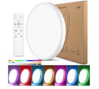 Oumida Plafoniera LED Soffitto Dimmerabile,RGB Rotonda Lampada LED Soffitto con Telecomando,24W Lampadario per Camera da Letto 3200LM,Moderno Plafoniera lP54 Impermeabile for Soggiorno Camera (30CM)