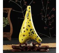 OUMIFA Ocarina Strumento 12 Fori Dorati Ocarina Blu e Bianco Fiori Modello Tradizionale Stile Etnico Stage Prestazioni Strumenti Musicali Ocarina di Ceramica di Forma graziosa (Color : Yellow)